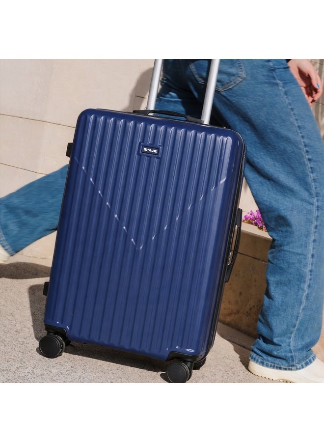 سبيس مجموعة حقائب سفر من 3 قطع، بجوانب صلبة وعجلات دوارة وخفيفة الوزن من مادة ABS، مناسبة للسفر، 28/24/2020 - أزرق داكن - Image 4